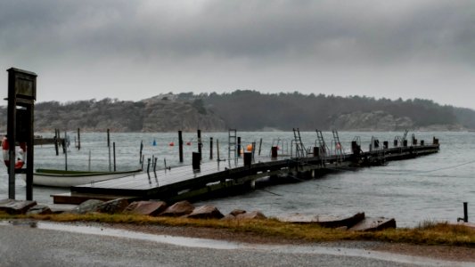 Jetty in Govik harbor during storm Ciara 2020 photo