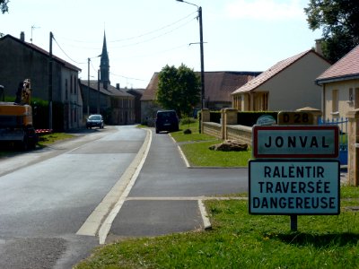 Jonval (Ardennes) city limit sign