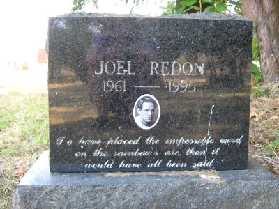 Joel Redon Gravestone at Zena, Oregon