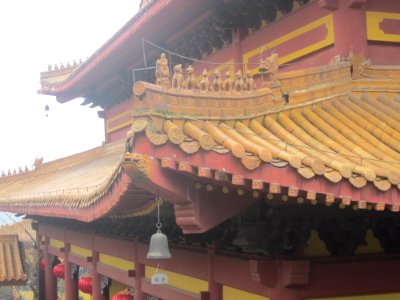 Jishou and Chiwen on the roof of Mahavira Hall, Xixin Chan Temple, picture1