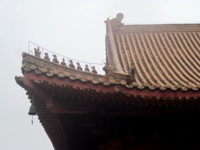 Jishou and Chiwen on the roof of Mahavira Hall, Xixin Chan Temple, picture4