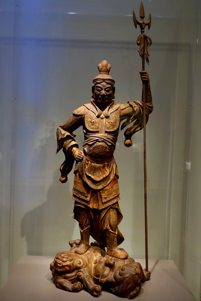 Jikokuten, one of the four guardian kings, Japan, Kamakura period, late 1100s to early 1200s AD, cypress wood, lacquer, polychrome, gold, gilt metal - Portland Art Museum - Portland, Oregon - DSC08495