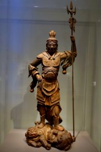 Jikokuten, one of the four guardian kings, Japan, Kamakura period, late 1100s to early 1200s AD, cypress wood, lacquer, polychrome, gold, gilt metal - Portland Art Museum - Portland, Oregon - DSC08495