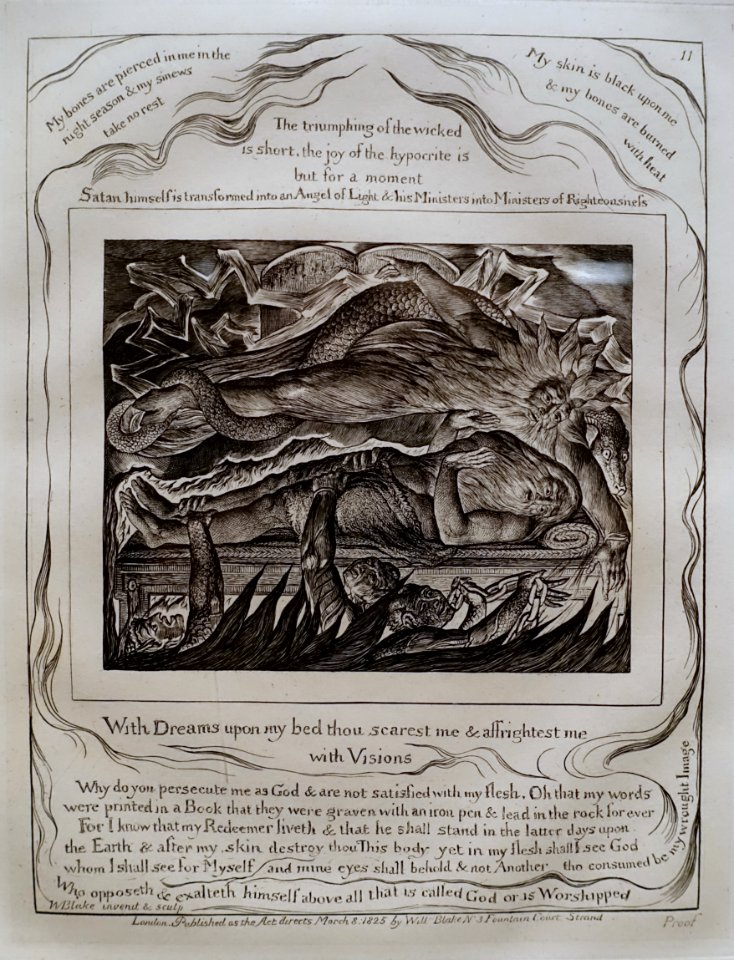 Job's Evil Dreams by William Blake, illustration for the Book of Job, 1825, engraving, only state - Montreal Museum of Fine Arts - Montreal, Canada - DSC08928