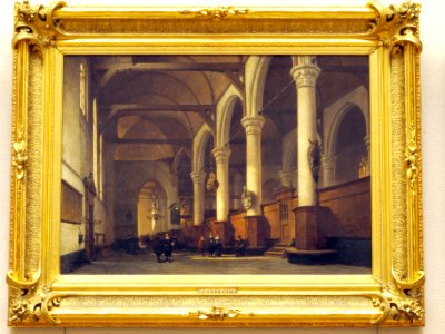 Johannes Bosboom (1793-1861), Interieur van de kerk van Edam, Olieverf op doek photo2