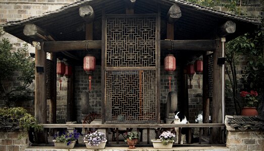 Ancient house pavilion dog