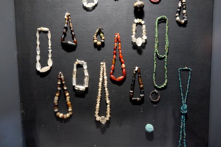 Jewelry, Oc Eo culture, glass, precious and semiprecious stone - Museum of Vietnamese History - Ho Chi Minh City - DSC06112
