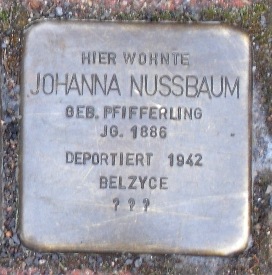 Johanna Nussbaum, geb. Pfifferling, Stolperstein in Eisenach