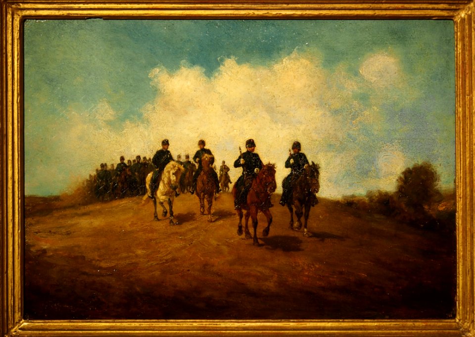 Johannes Carolus Roodenburg, Eskadron van het 3de Regiment Huzaren, Olieverf op hout, ca 1883