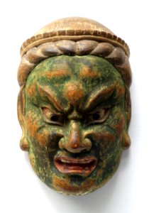 Jikokuten gydo mask, formerly passed down at Niutsuhime Jinja, Wakayama, Japan, Kamakura period, 1300s AD, wood with polychromy - Tokyo National Museum - Tokyo National Museum - Tokyo, Japan - DSC09062