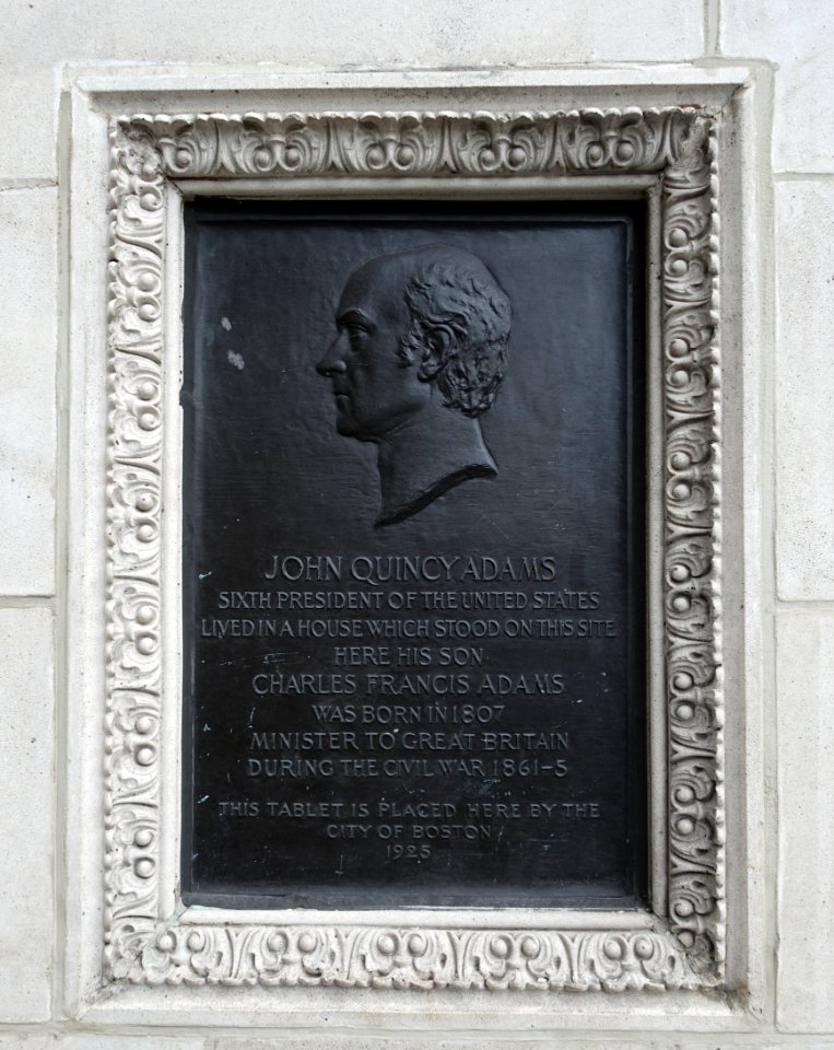 John Quincy Adams marker, birthplace of Charles Francis Adams - Boston, Massachusetts - DSC08949