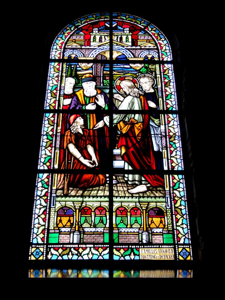Jeumont (Nord, Fr) Église St.Martin, vitrail 04 Guérison de l'homme à la main dessechée