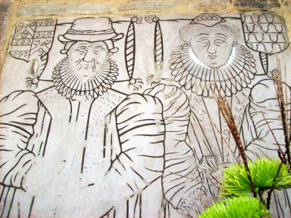 John and Mary Clay, detail, St Mary, Crich