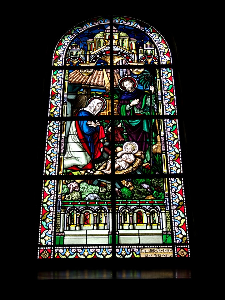 Jeumont (Nord, Fr) Église St.Martin, vitrail 01 La nativité