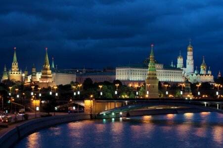 Kremlin night photograph soviet union photo