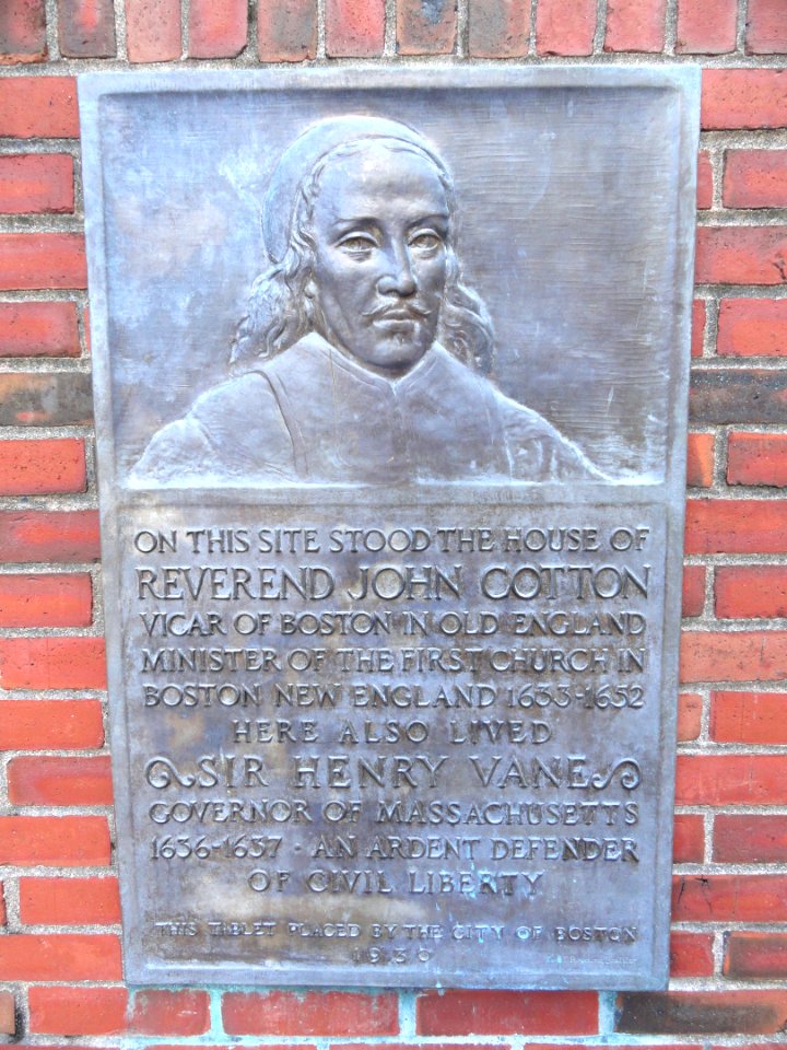 John Cotton and Henry Vane plaque - Suffolk County Courthouse - Boston, MA - DSC04722