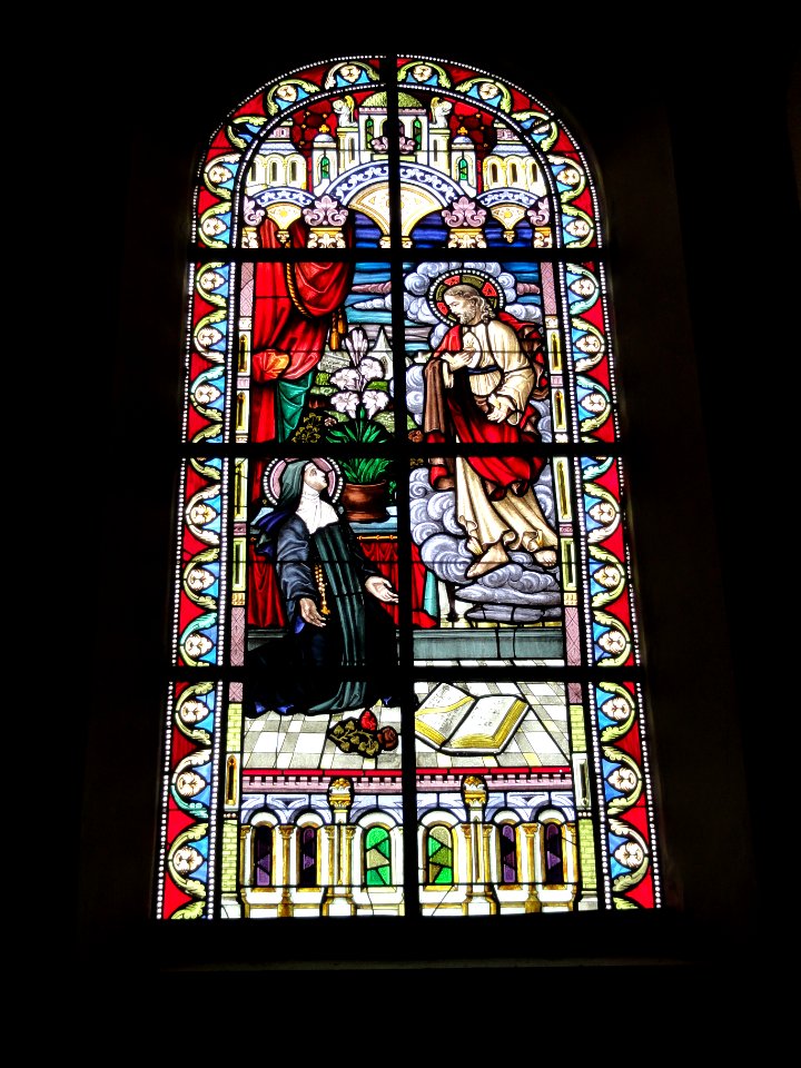 Jeumont (Nord, Fr) Église St.Martin, vitrail 07 le Sacré Coeur et M.M.Alacoque