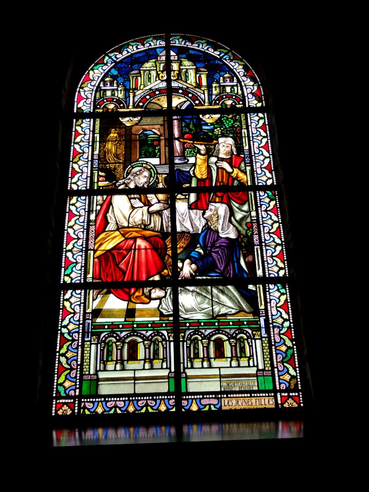 Jeumont (Nord, Fr) Église St.Martin, vitrail 10 Marthe et Marie