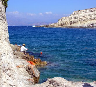 Sea blue sky mountains