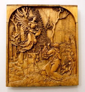 Joachim Receives the Angel's Message, after a woodcut by Albrecht Durer, Upper Rhine, c. 1515, linden wood - Bode-Museum - DSC03309