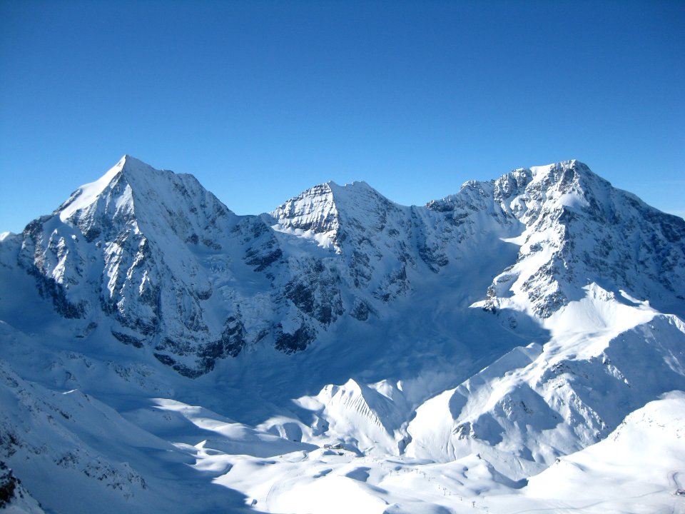 Königsspitze, Zebrù und Ortler von der Madritschspitze