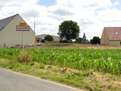 Juvigny (Aisne) city limit sign
