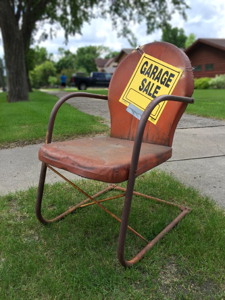 Vintage old lawn chair metal lawn chair