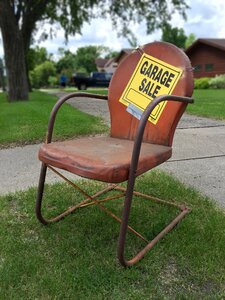 Vintage old lawn chair metal lawn chair photo