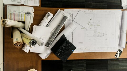 Architectural drawing construction project photo