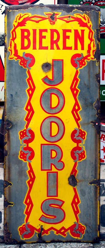 Jooris bieren, enamel beer advertising sign