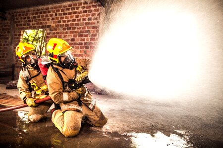 Volunteer firefighters rescue protection photo