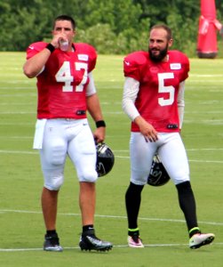 Josh Harris and Matt Bosher Falcons training camp, 2016