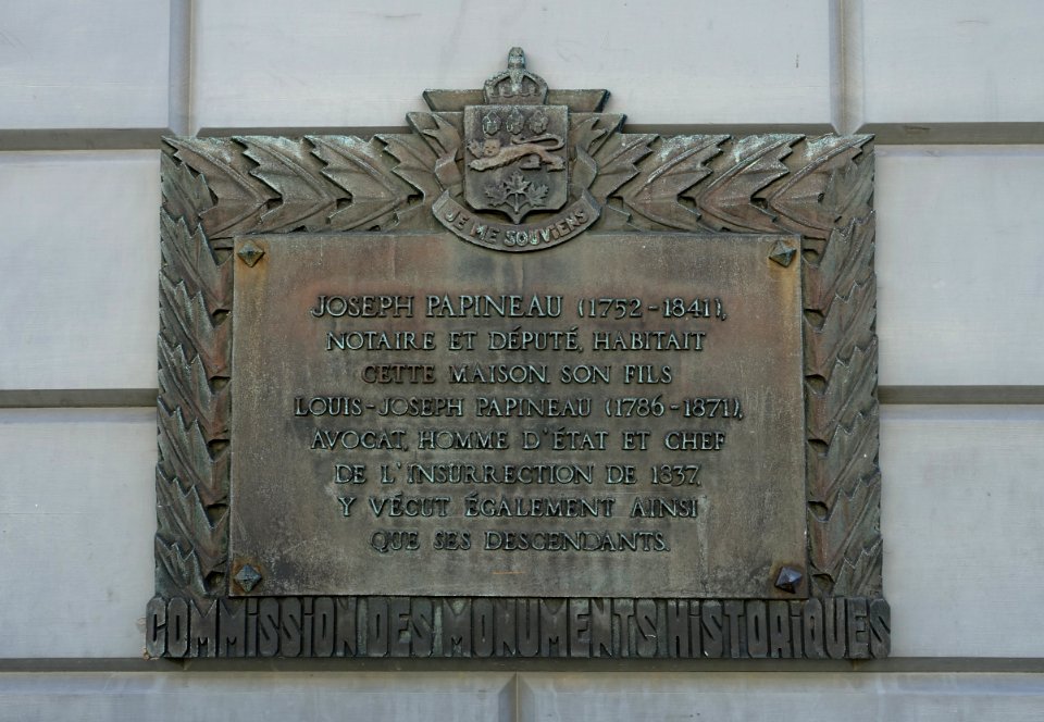 Joseph Papineau plaque - Montreal, Canada - DSC07363
