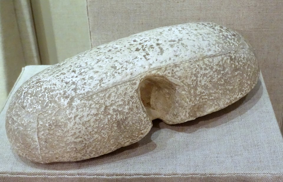 Jumping weight, plaster cast of limestone original from Olympia, Greece, 6th-5th century BC, now in the Berlin Museum - Spurlock Museum, UIUC - DSC05708