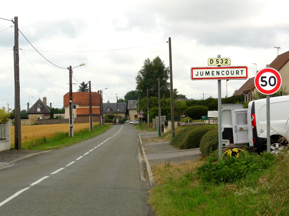 Jumencourt (Aisne) city limit sign