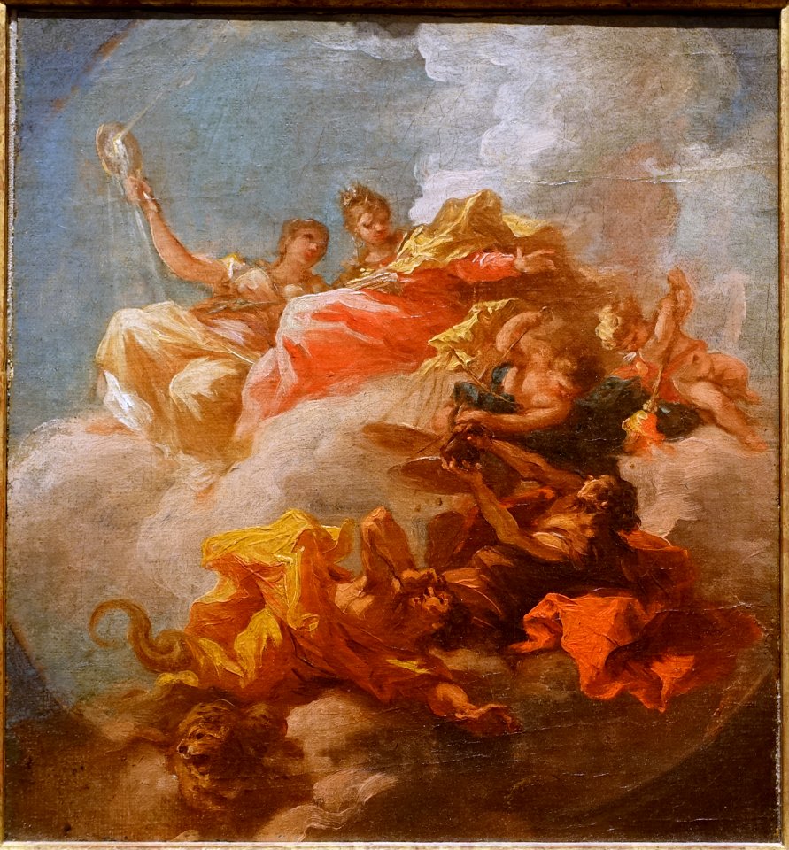 Justice Fulminating the Vices, sketch for Antwerp town hall ceiling, by Giovanni Antonio Pellegrini, 1717, oil on canvas - Blanton Museum of Art - Austin, Texas - DSC08095