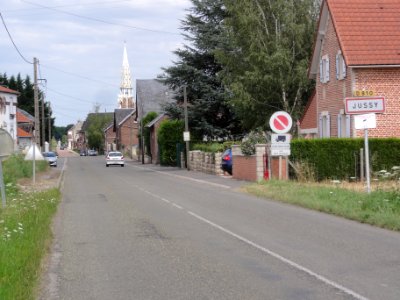 Jussy (Aisne) city limit sign