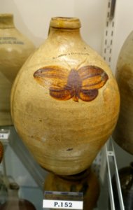 Jug, Norton, Luman & Son, Bennington VT, 1833-1840, salt-glazed stoneware, ochre slip, Albany slip, item HD P.152 - Flynt Center of Early New England Life - Deerfield, Massachusetts - DSC04212