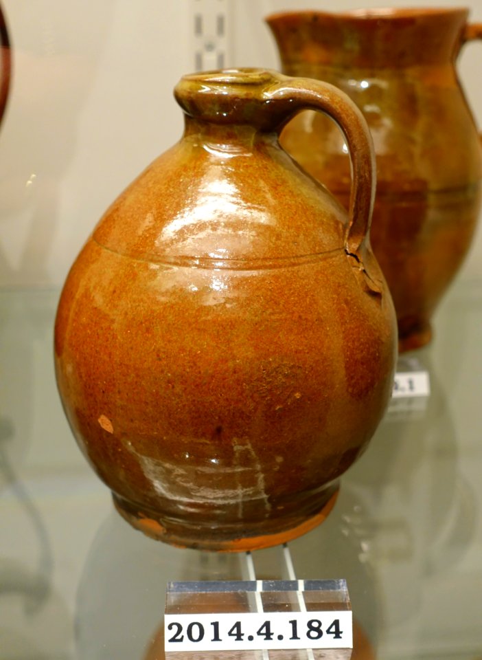 Jug, New England, possibly Maine, c. 1820, lead-glazed redware, item HD 2014.4.184 - Flynt Center of Early New England Life - Deerfield, Massachusetts - DSC04146
