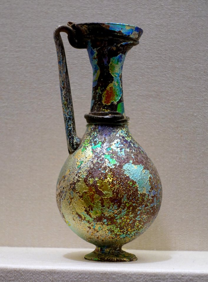Jug, Eastern Mediterranean, 4th century AD, free-blown glass with applied elements - California Palace of the Legion of Honor - San Francisco, CA - DSC03057