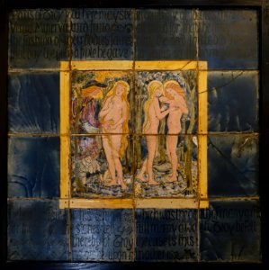 Judgment of Paris, ceramic tiles - Kelmscott Manor - Oxfordshire, England - DSC00106