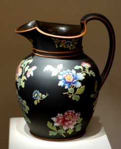 Jug, Wedgwood Factory, early 1800s, black basalt ware with polychrome enamel - Chazen Museum of Art - DSC02240