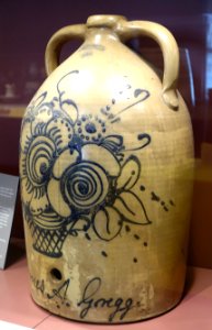 Jug, J. & E. Norton Pottery, probably decorated by James A. Gregg (born 1834), 1850-1859, salt-glazed stoneware - Bennington Museum - Bennington, VT - DSC09001