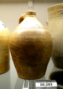 Jug, probably American, maybe English, 1800s, salt-glazed stoneware, item HD 56.282 - Flynt Center of Early New England Life - Deerfield, Massachusetts - DSC04201