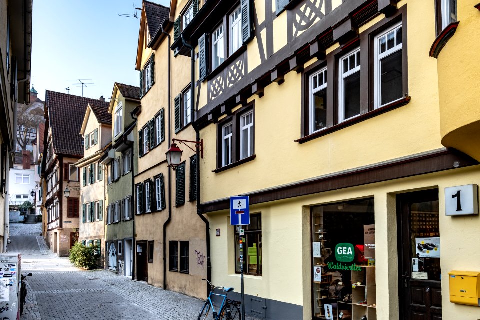 Judengasse in Tübingen gesehen von der Krummen Brücke 2019