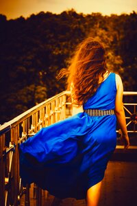 Length of dress dark background hair