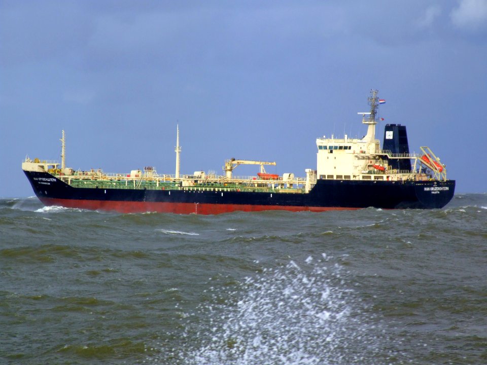 Ivan Kruzenshtern pA leaving Port of Rotterdam, Holland 21-Jan-2007