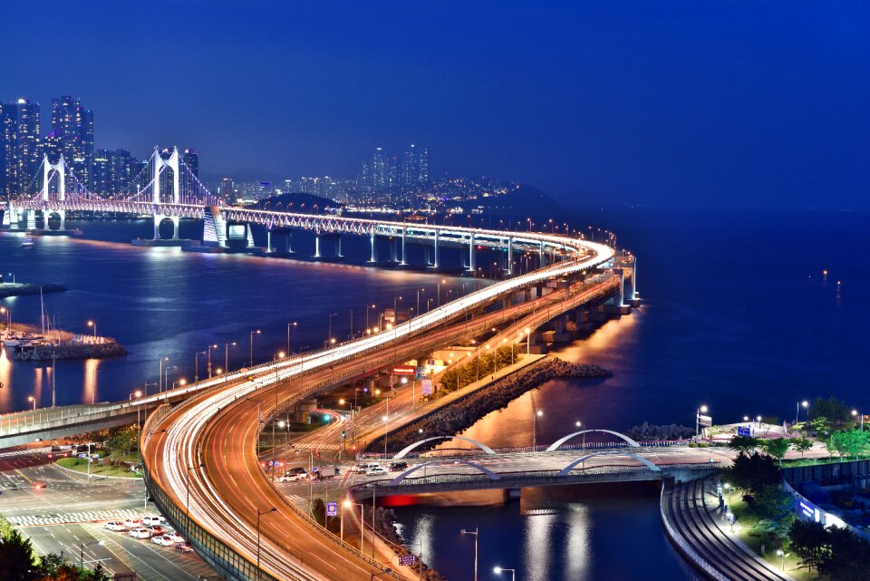 Night gwangan bridge sea