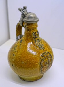 Jug, Holy Roman Empire, Germany, c. 1595, salt-glazed stoneware, pewter - Montreal Museum of Fine Arts - Montreal, Canada - DSC09262