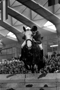 J. Chabrol tijdens sprong op paard Asiris, Bestanddeelnr 918-3578